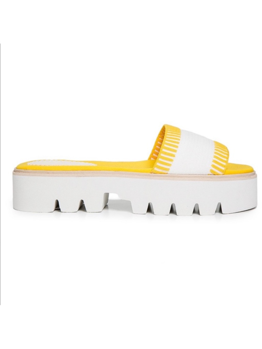 Leon Max Yellow & Cream Platform Slides Sandals | Size 8